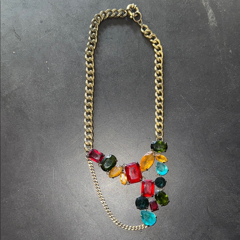J. Crew Red and Orange Chunky Necklace